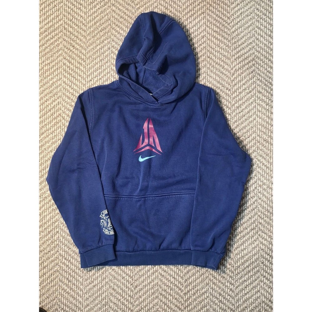 Nike Boys Ja Morant Graphic Pullover Hoodie Navy Blue Size XL Fleece